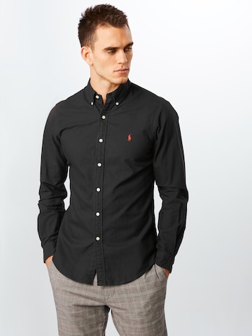 Slim fit Camicia di Polo Ralph Lauren in nero: frontale