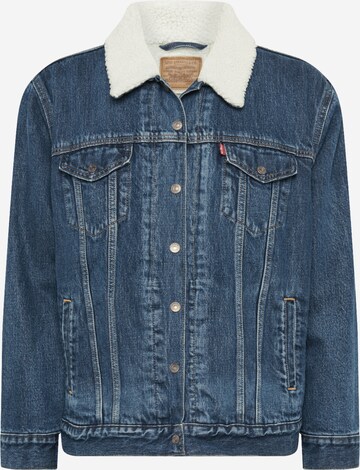 Levi's® Plus Přechodná bunda 'Ex-Boyfriend Sherpa Trucker Jacket' – modrá: přední strana