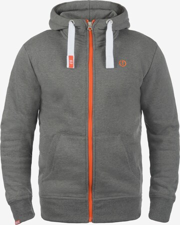 !Solid Zip-Up Hoodie 'Benn High-Neck' in Grey: front