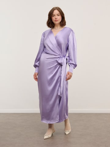 Lilac Satin Dress Look