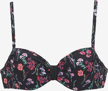 LASCANA T-shirt Bikinitop 'Bloom' in Zwart: voorkant