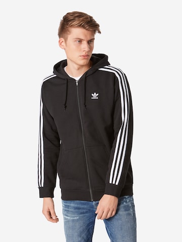 ADIDAS ORIGINALS Regularny krój Bluza rozpinana w kolorze czarny: przód