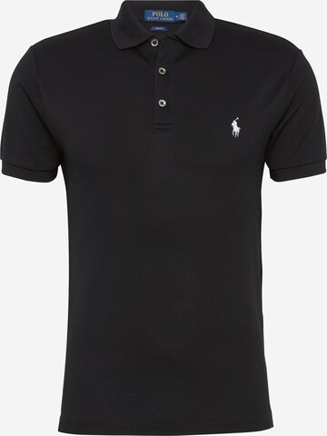 Polo Ralph Lauren Slim Fit Poloshirt in Schwarz: predná strana