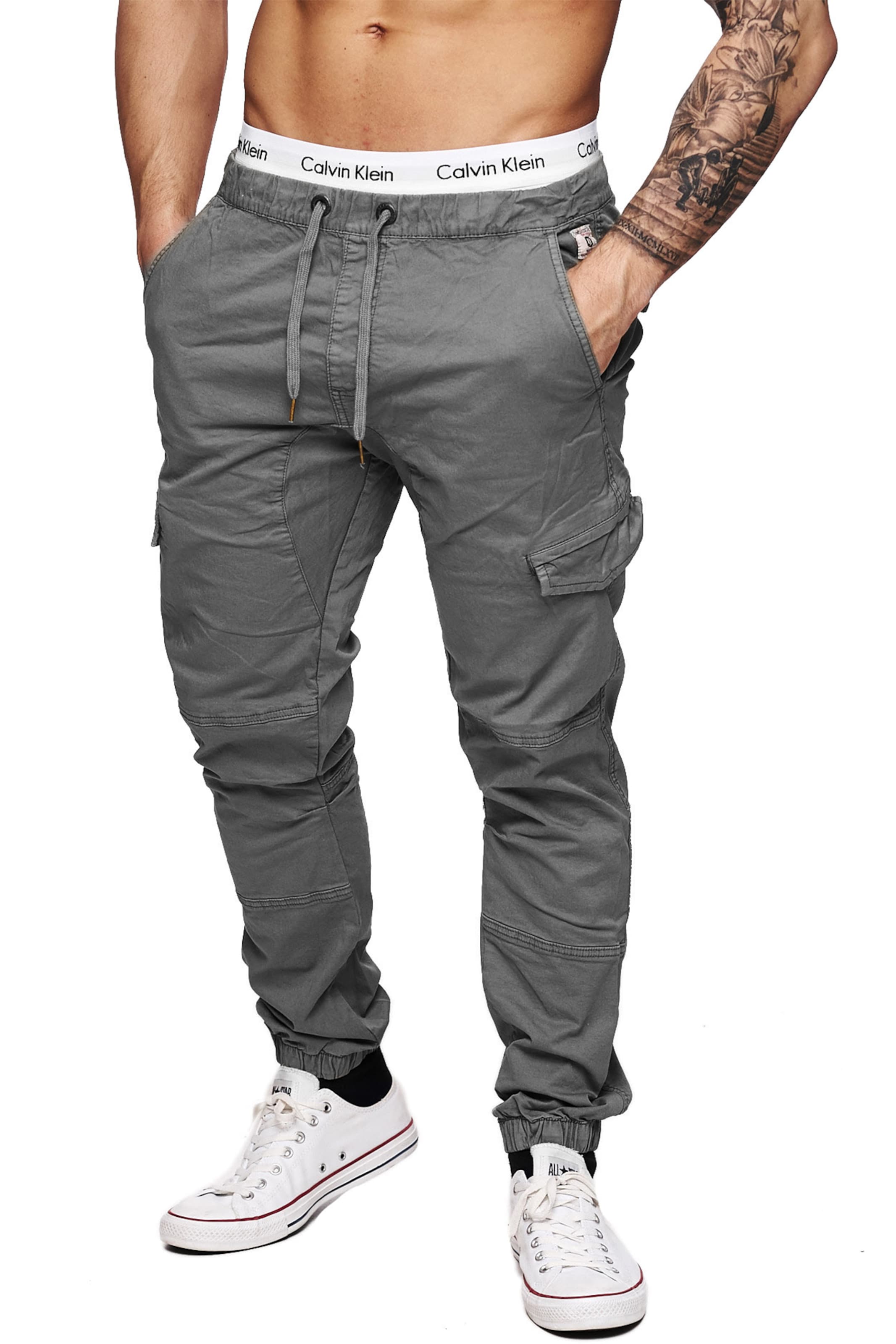 INDICODE JEANS Tapered Hose 'Levi' in Grau: Vorderseite