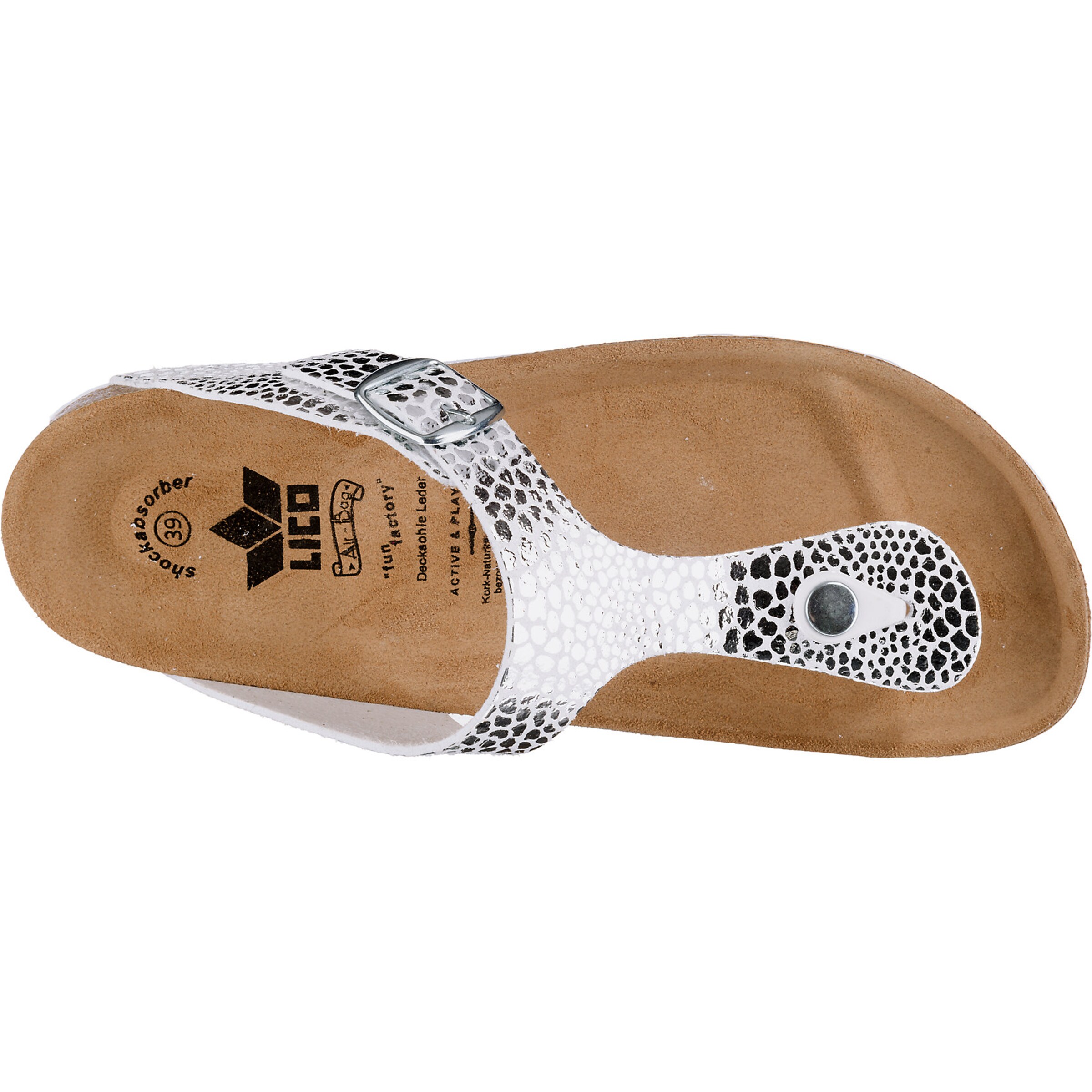 LICO T-Bar Sandals 'Bioline Stone' in Silver