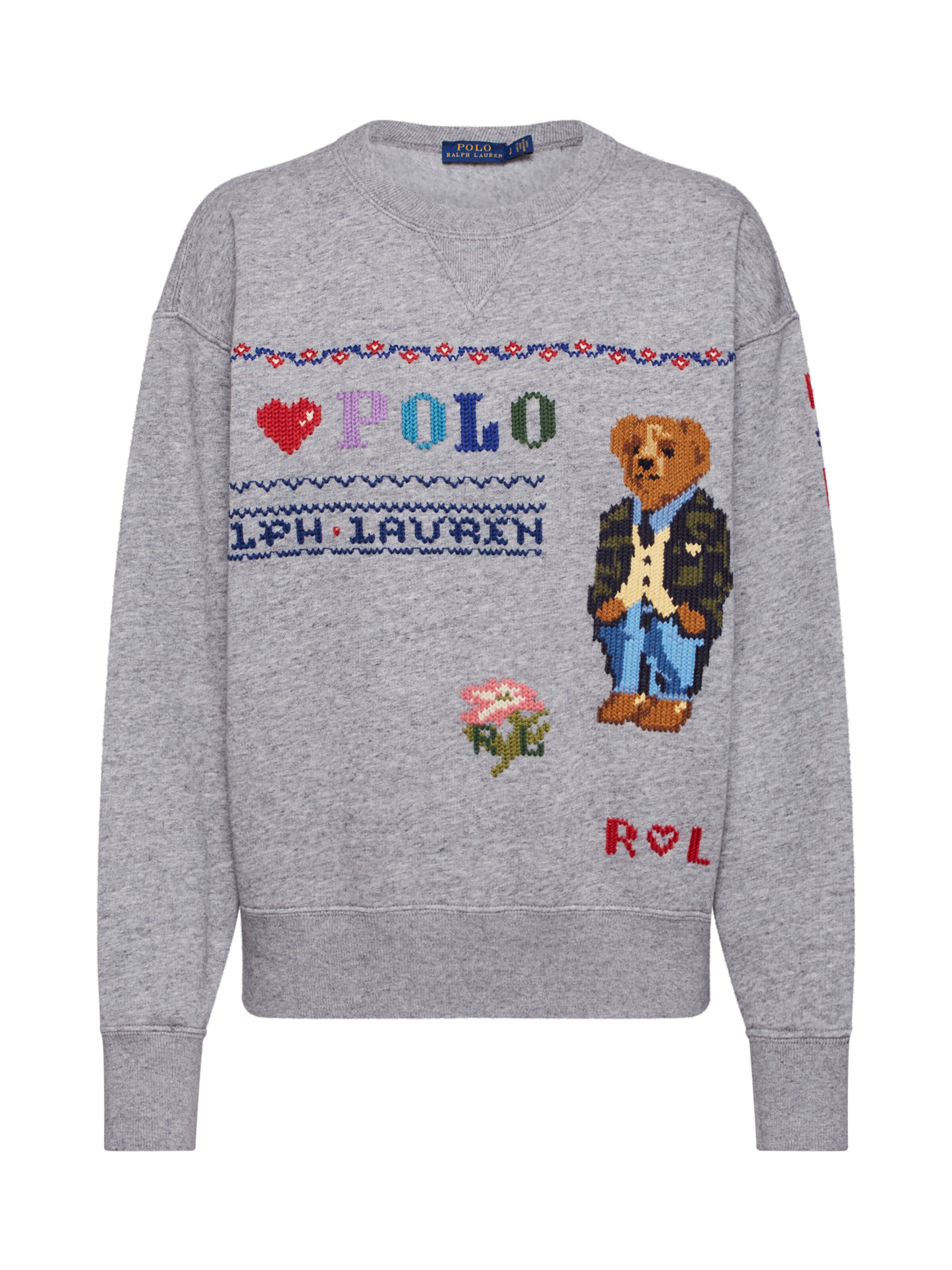 POLO RALPH LAUREN - Sweatshirt 'BEAR LS PO-LONG SLEEVE-KNIT' in de kleur Grijs