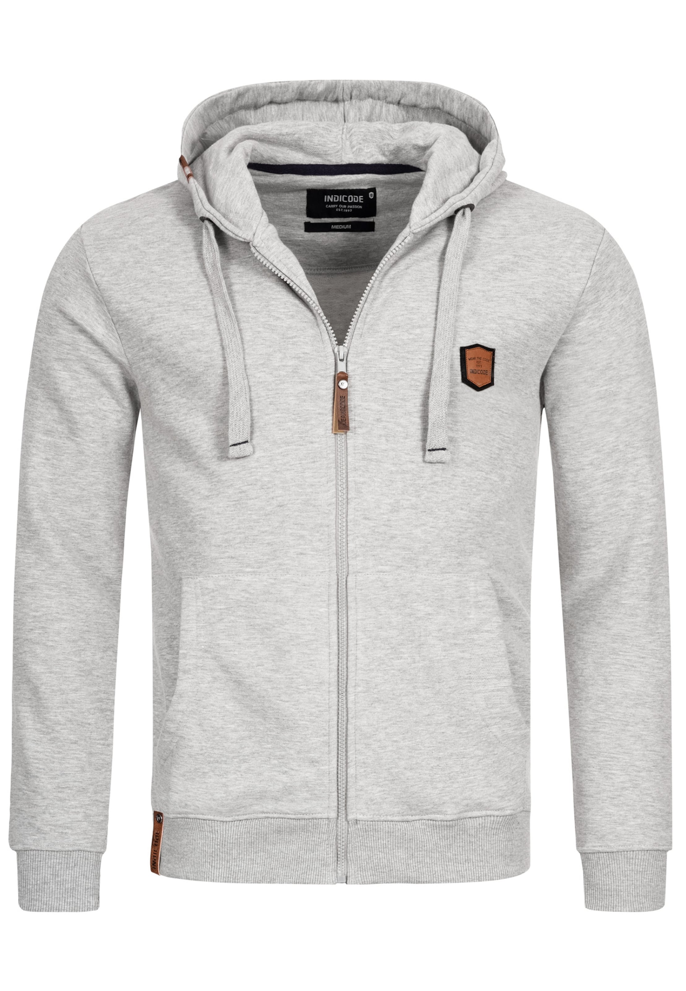 INDICODE JEANS Sweatjacke 'Braidwood' in Grau: Vorderseite