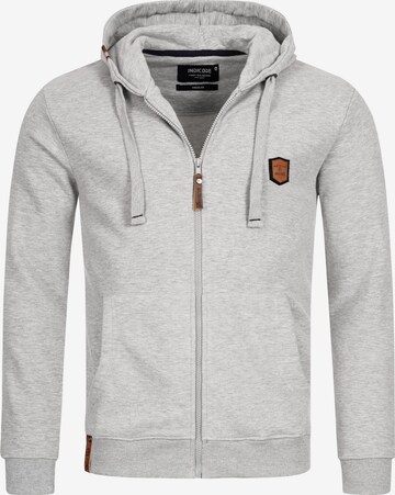 INDICODE JEANS Zip-Up Hoodie 'Braidwood' in Grey: front