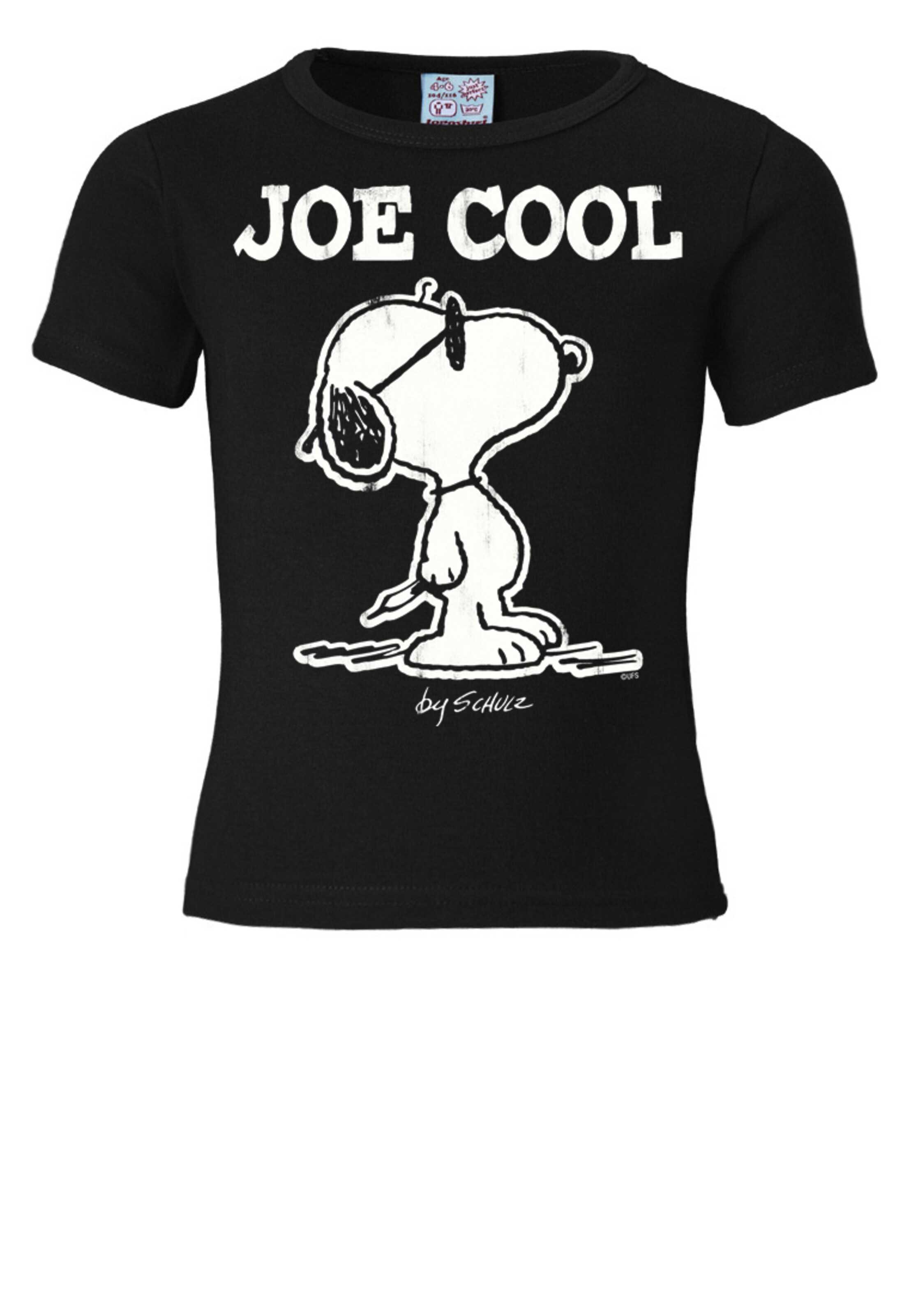 LOGOSHIRT T-Shirt Snoopy - Peanuts - Joe Cool in Schwarz: Vorderseite