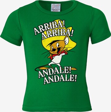 LOGOSHIRT Shirt 'Speedy Gonzales - Looney Tunes' in Groen: voorkant