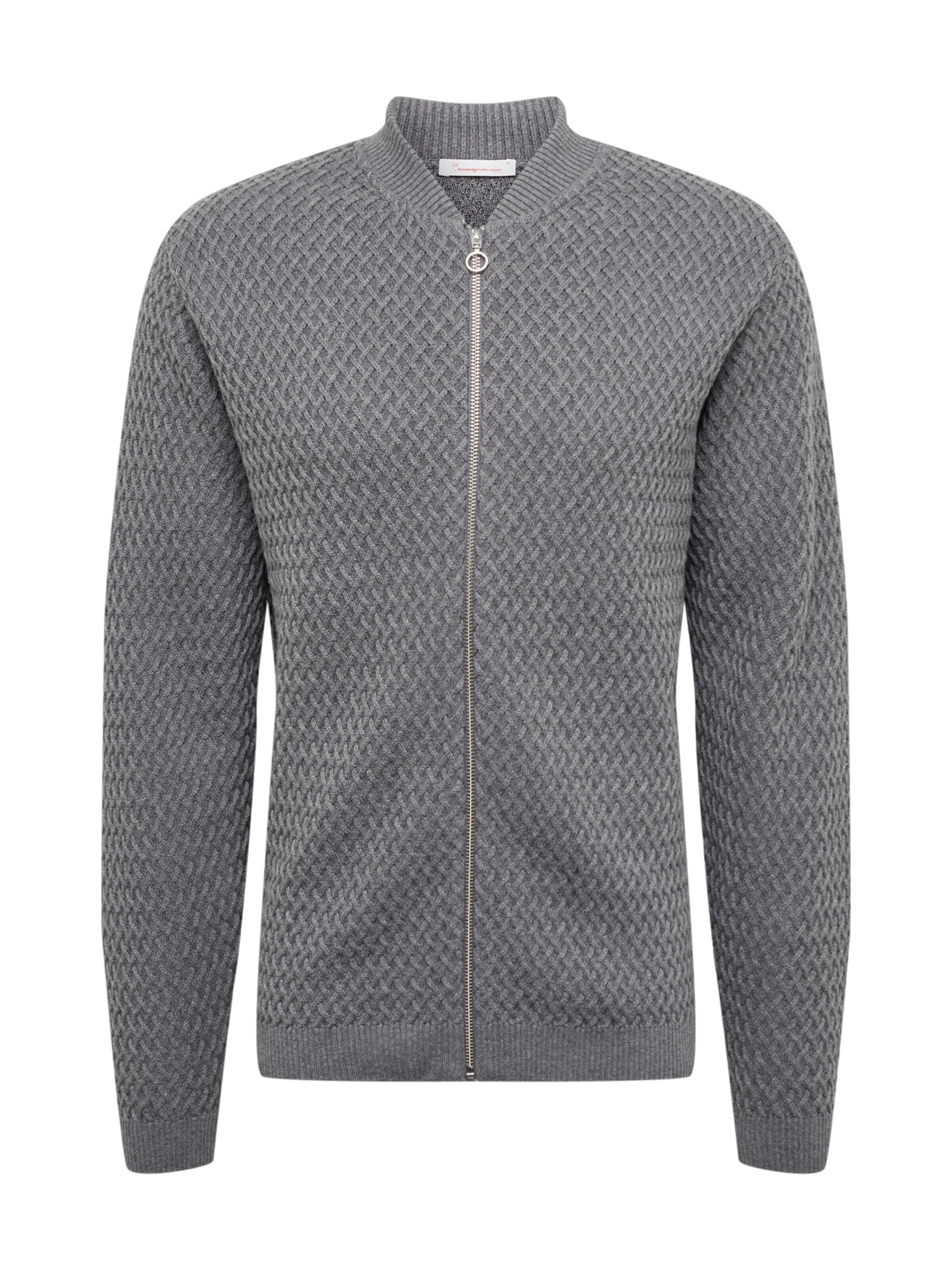 KnowledgeCotton Apparel - Gebreid vest 'Small Diamond Knit Cardigan ' in de kleur Donkergrijs
