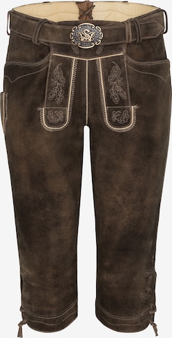 Coupe slim Pantalon folklorique 'Ottfried' SPIETH & WENSKY en marron : devant