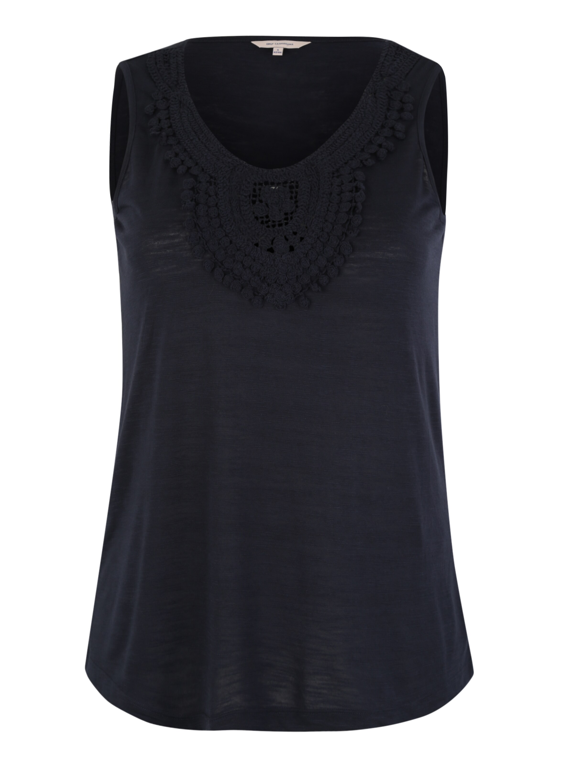 ONLY Carmakoma - Top 'ELSA SL CROCHET' in de kleur Donkerblauw