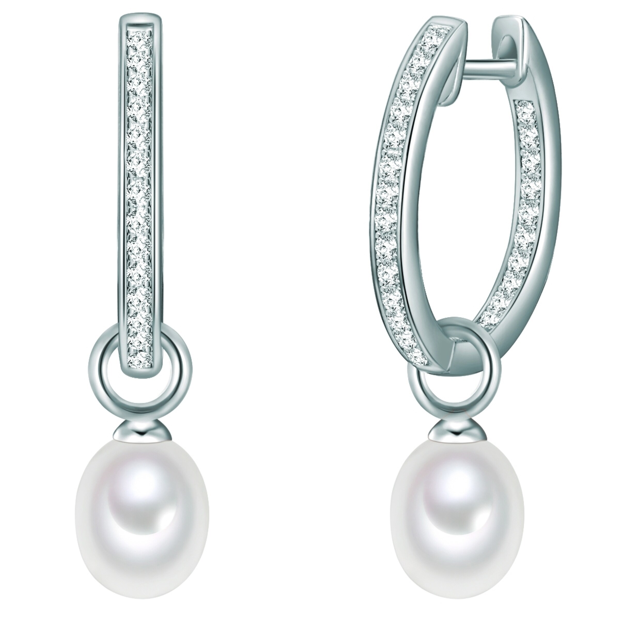 Boucles d'oreilles Valero Pearls en argent : devant