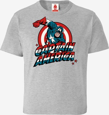 LOGOSHIRT Shirt 'Captain America' in Grijs: voorkant