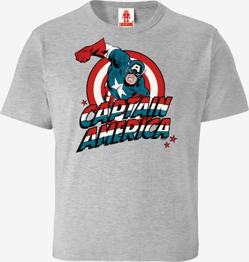 LOGOSHIRT Shirt 'Captain America' in Grijs: voorkant