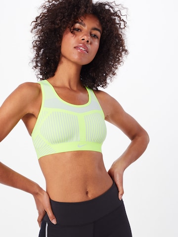 NIKE Regular Sports bra 'FE/NOM Flyknit High Support Sports Bra' in Yellow: front