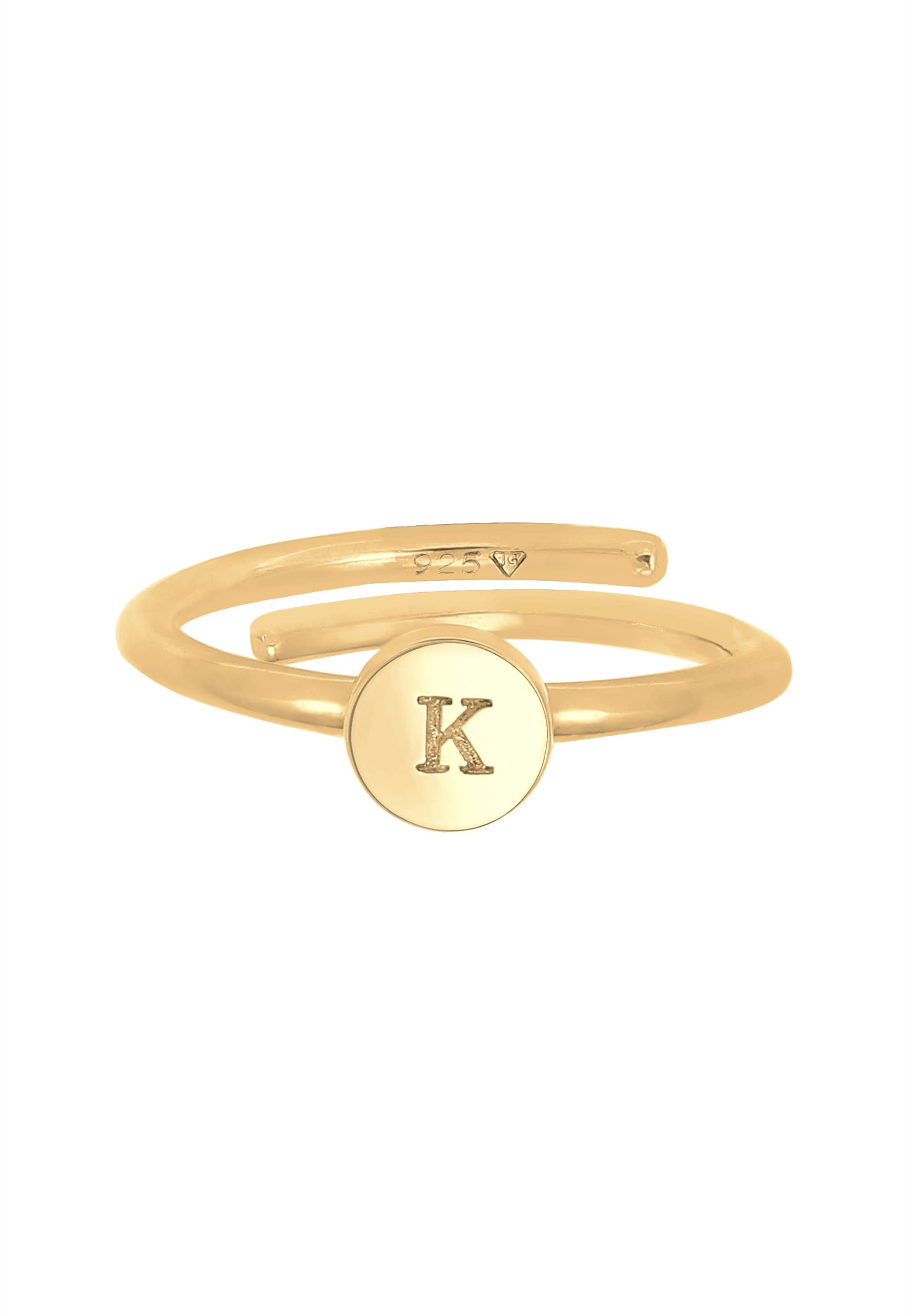 ELLI Ring Initial, Buchstabe - K in Gold