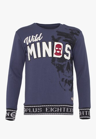 Sweat-shirt PLUS EIGHTEEN en bleu : devant