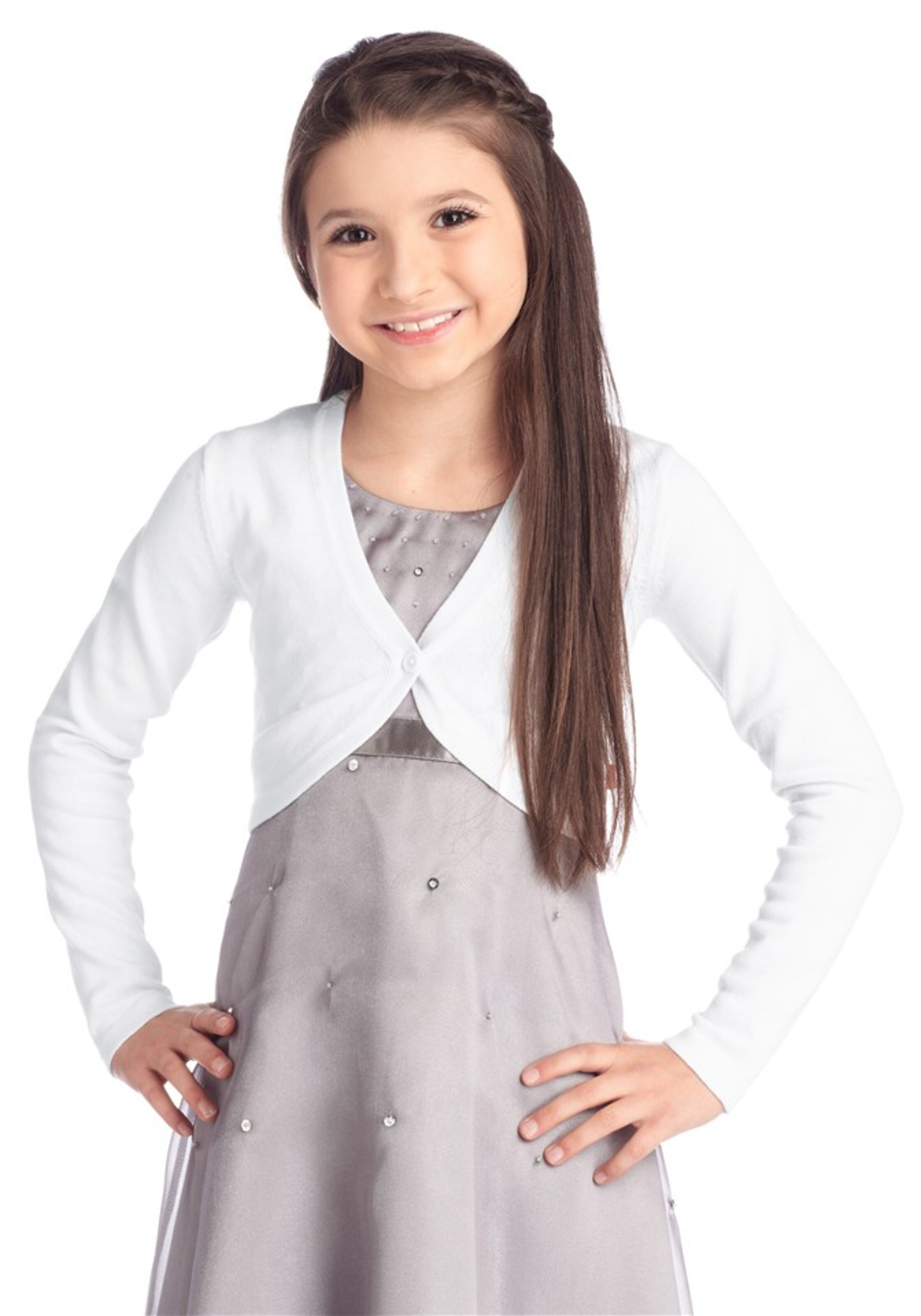COLORS FOR LIFE Knit Cardigan in White: front