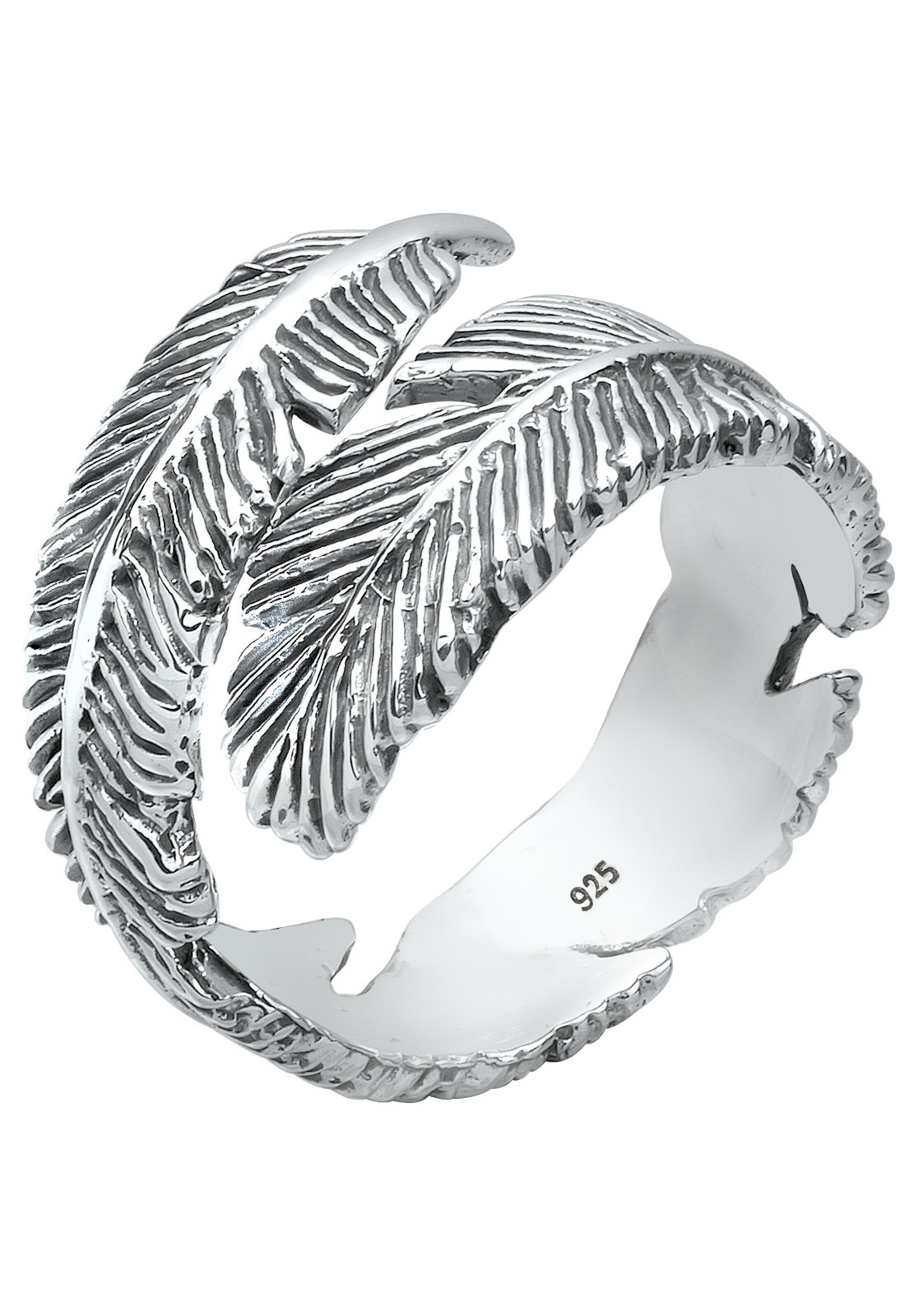 ELLI Ring 'Feder' in Zwart: voorkant