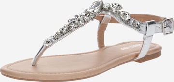 ABOUT YOU T-Bar Sandals 'Zazou' in Silver: front