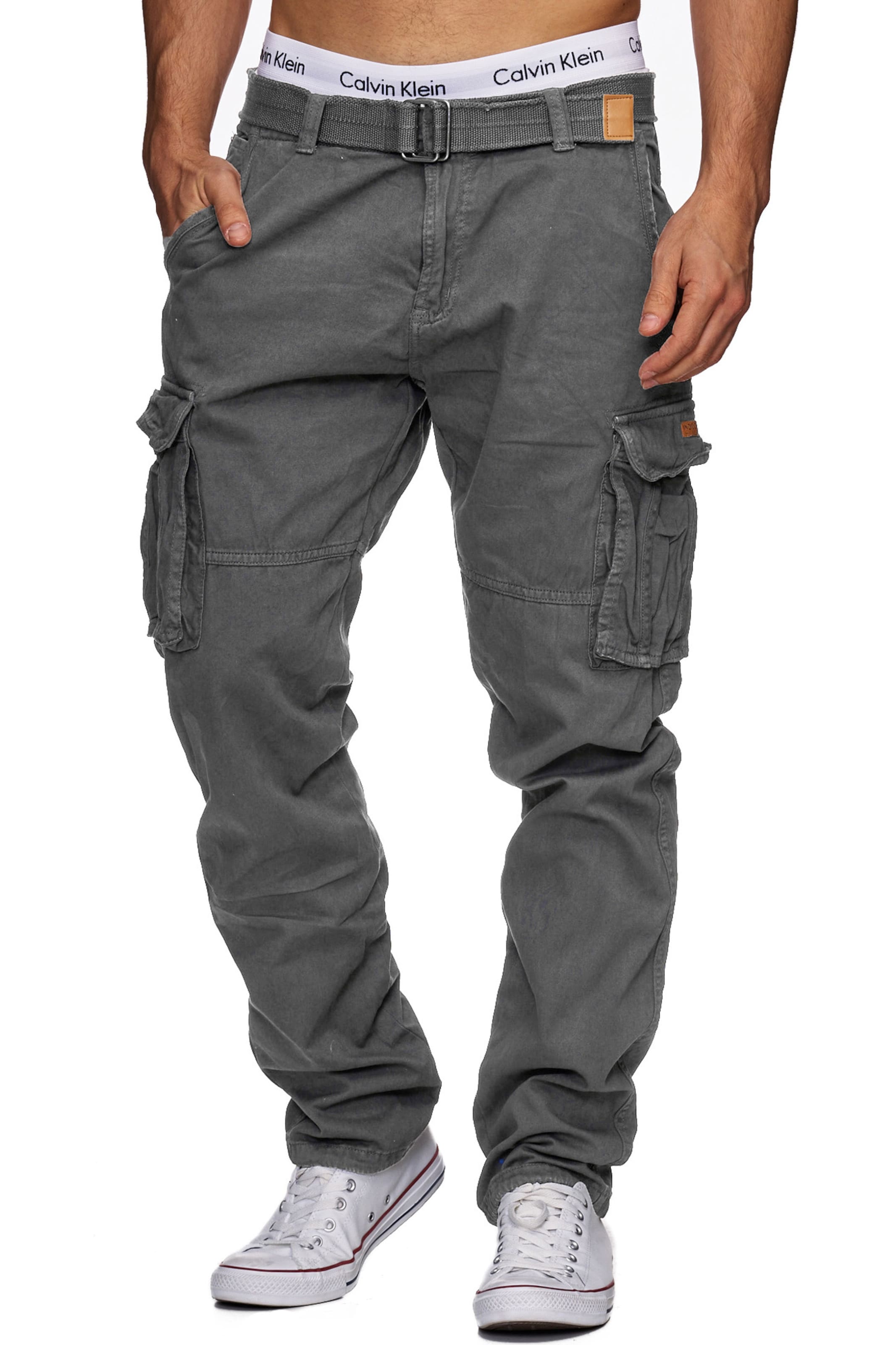 INDICODE JEANS Regular Pants ' William ' in Grey: front