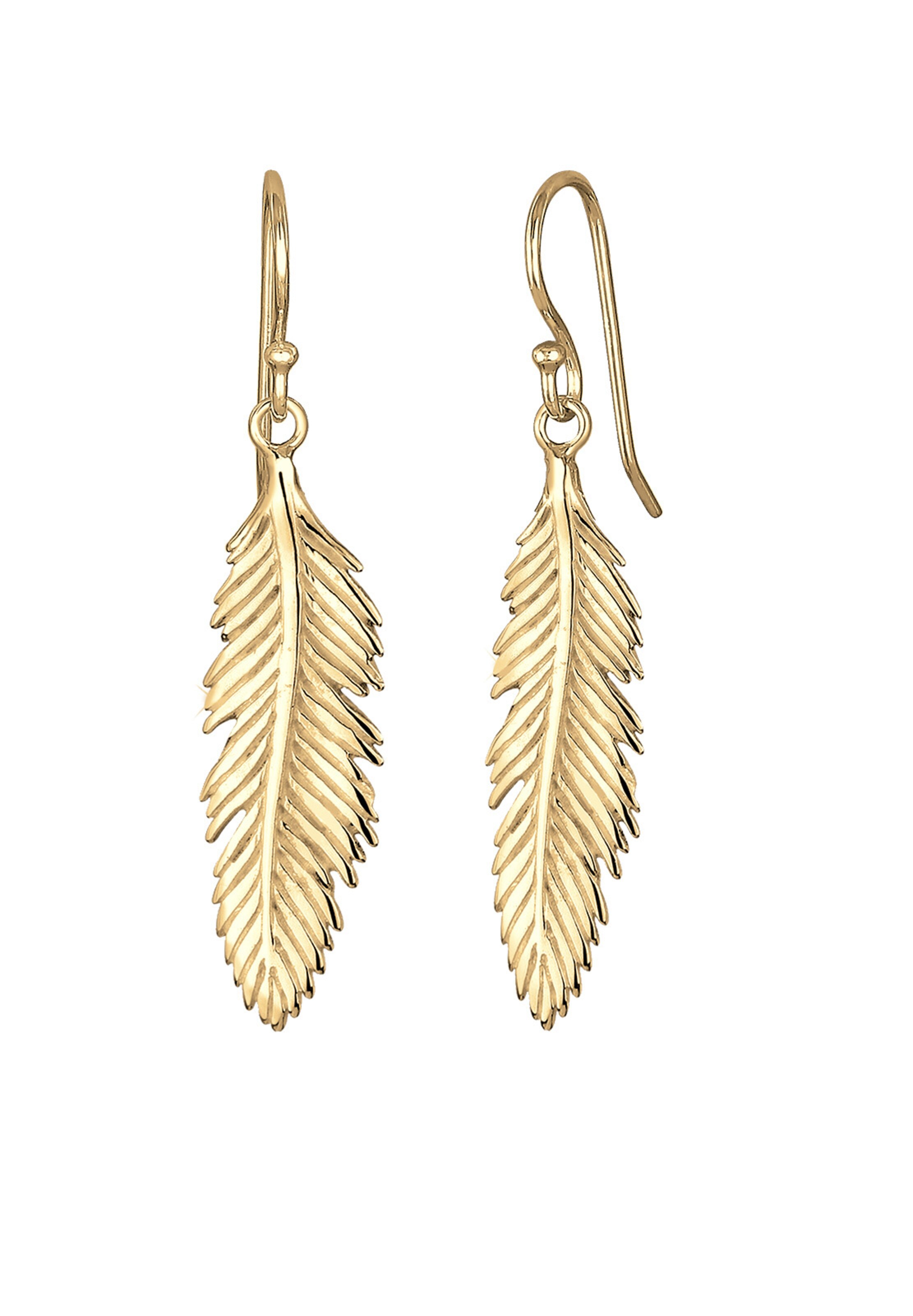 ELLI Ohrringe 'Feder' in Gold: Vorderseite