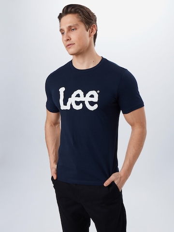 Lee - Regular Fit Camisa 'Wobbly Logo Tee' em azul: frente