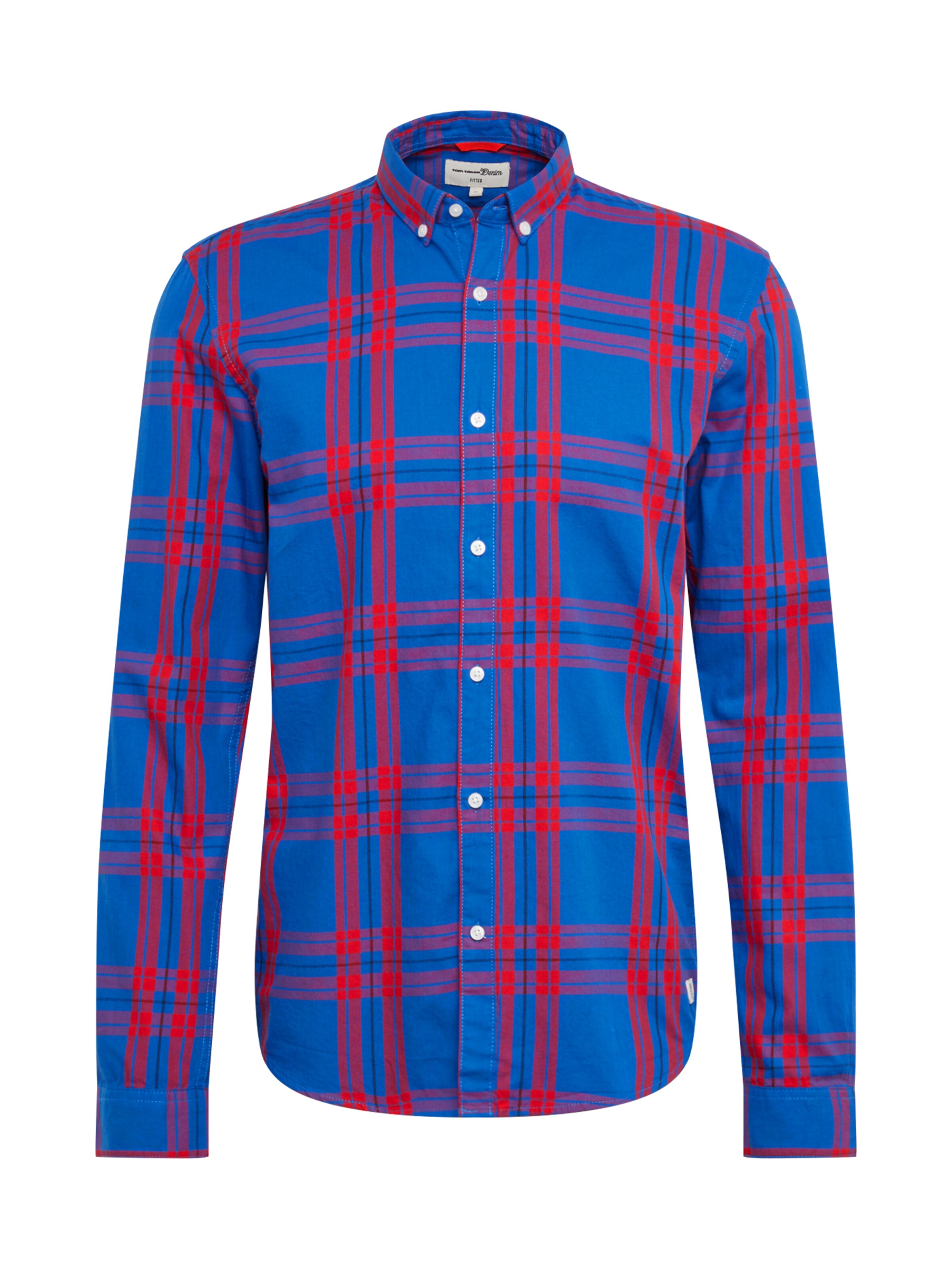 TOM TAILOR DENIM Chemise business en bleu / rouge