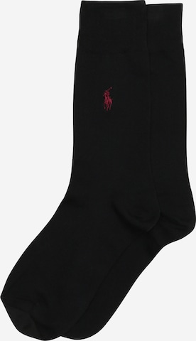 Chaussettes 'SIZED FLAT-CREW-2 PACK' Polo Ralph Lauren en noir : devant