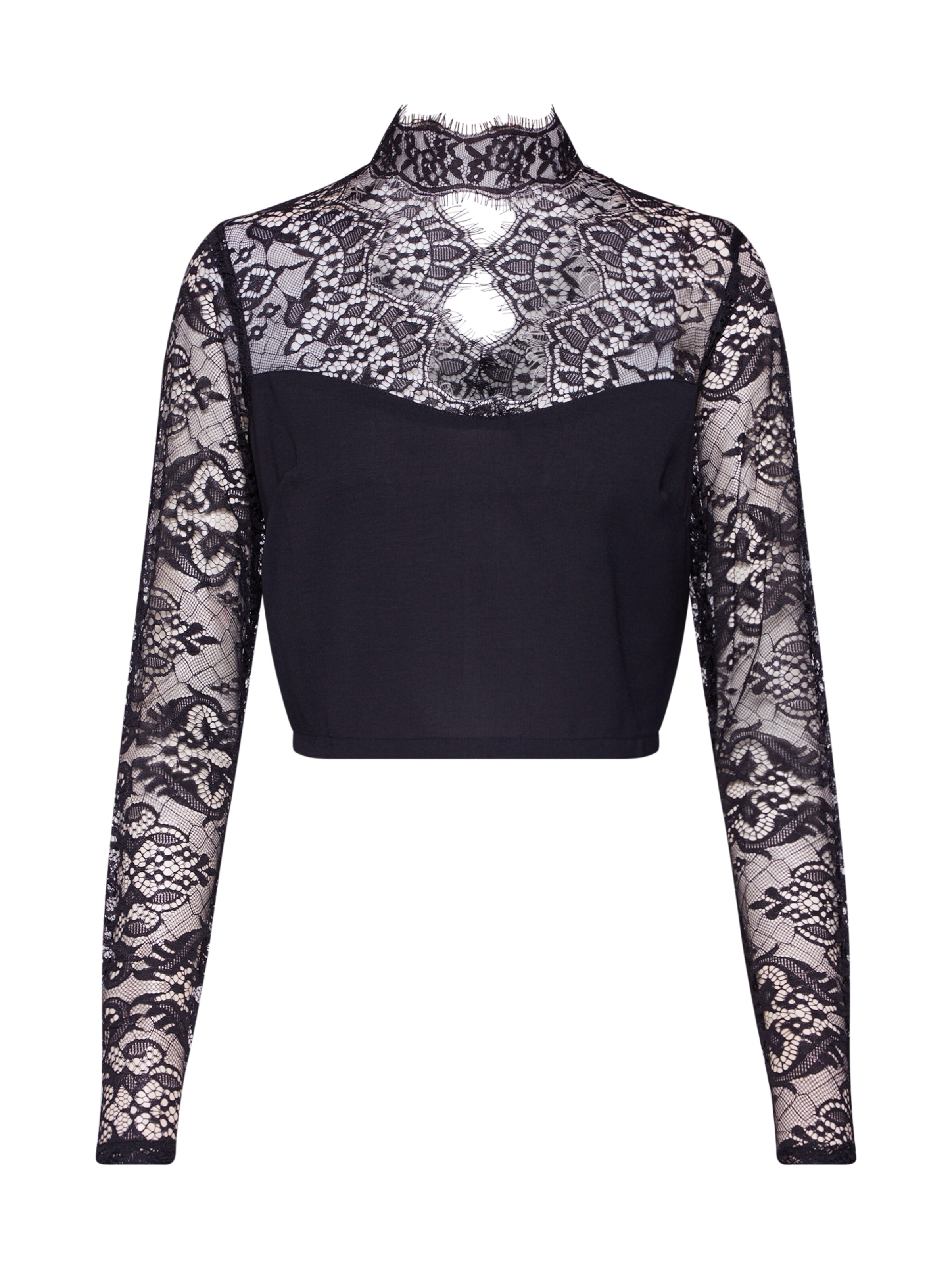 Missguided - Top 'Black Friday Eyelash Lace Panel Crop Top' in de kleur Zwart