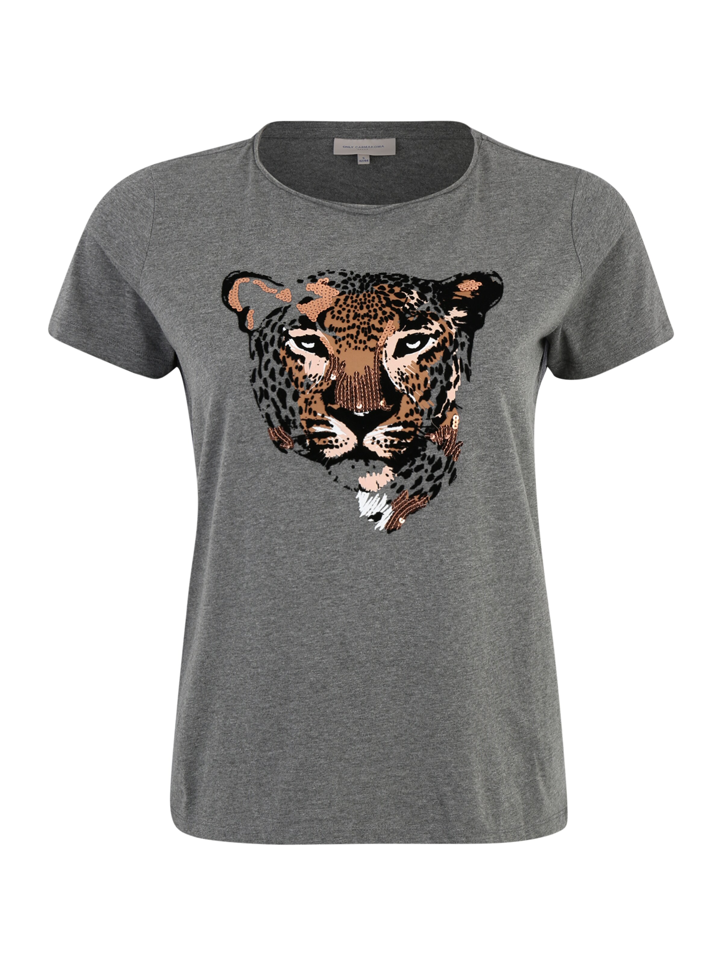 ONLY Carmakoma - Shirt 'CARTIGER' in de kleur Grijs gemêleerd