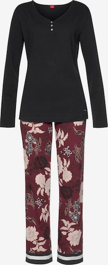 s.Oliver Pyjama en rose pastel / bordeaux / noir, Vue avec produit