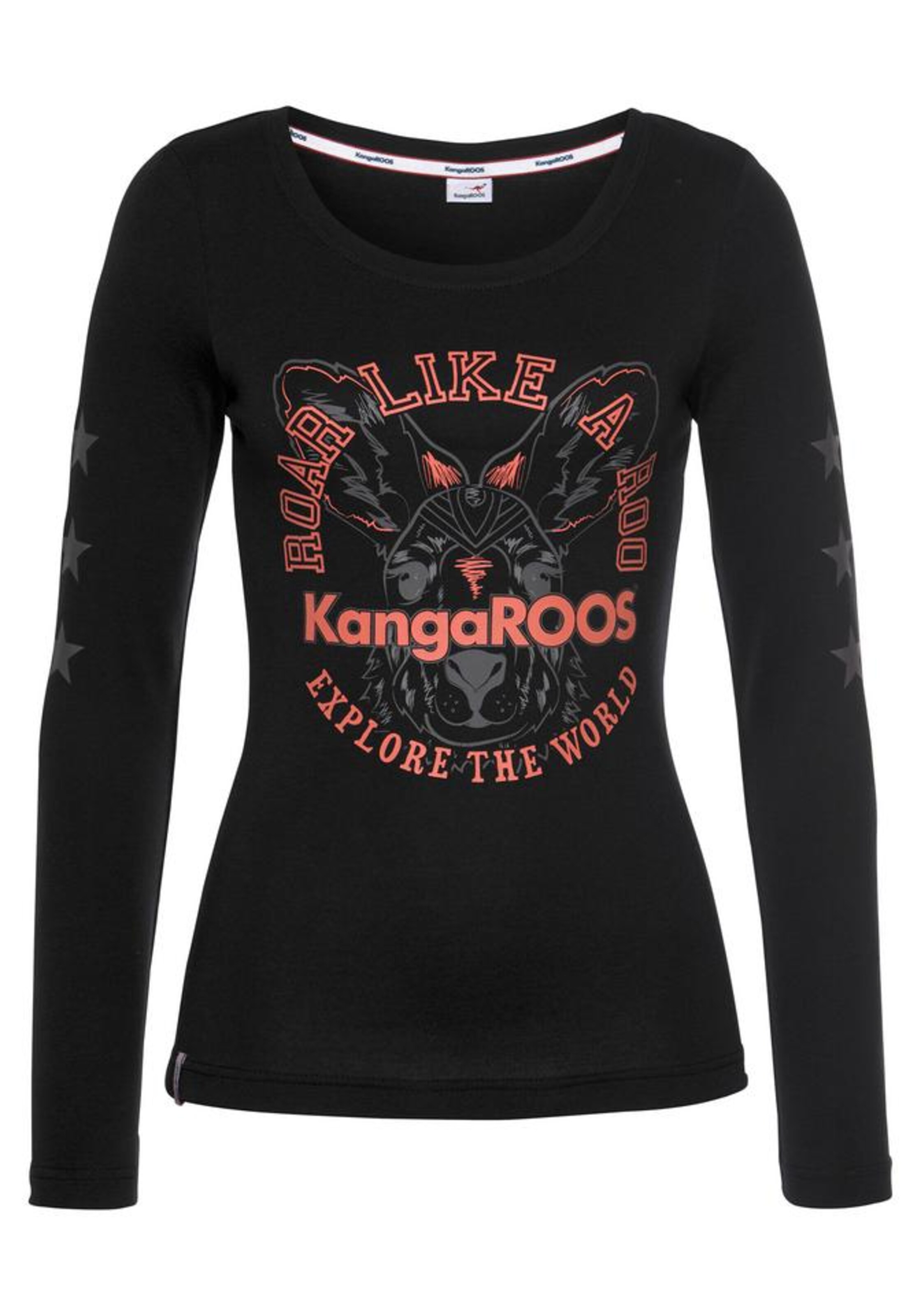 KangaROOS Langarmshirt in Schwarz: Vorderseite