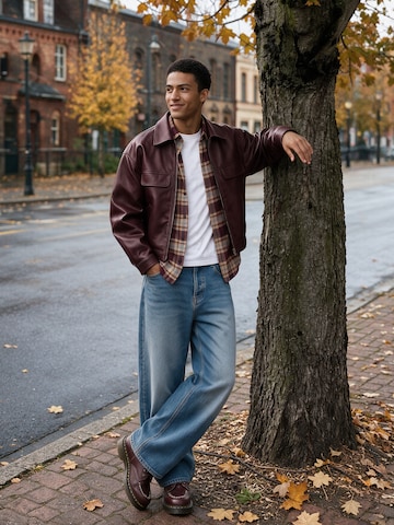 Burgundy Leather Jacket And Denim Look