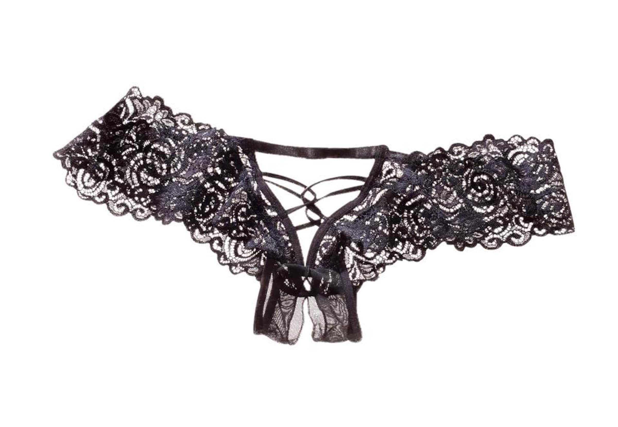 PETITE FLEUR GOLDDonje rublje s prorezom - crna boja: prednji dio