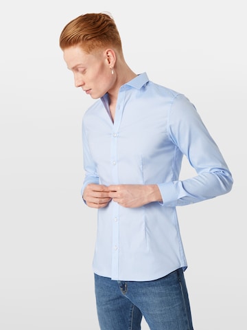 JACK & JONES Super Slim Fit Button Up Shirt 'Parma' in Blue: front