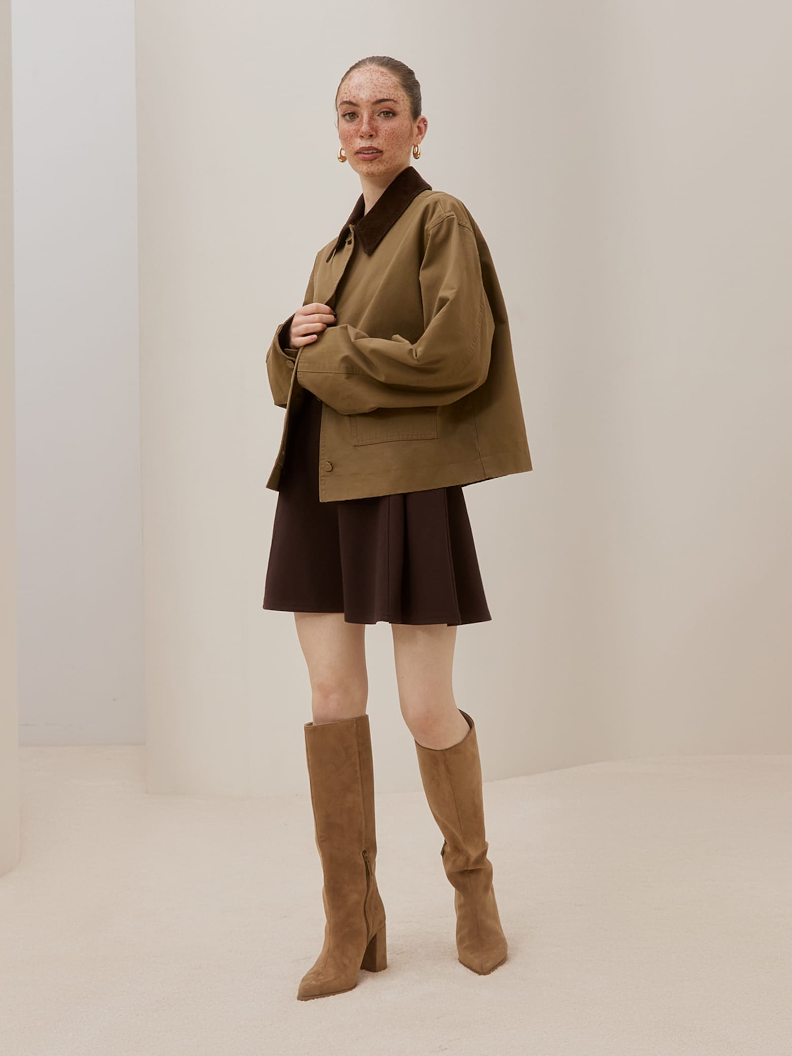 Amelia - Brown Dress With Jacket Look