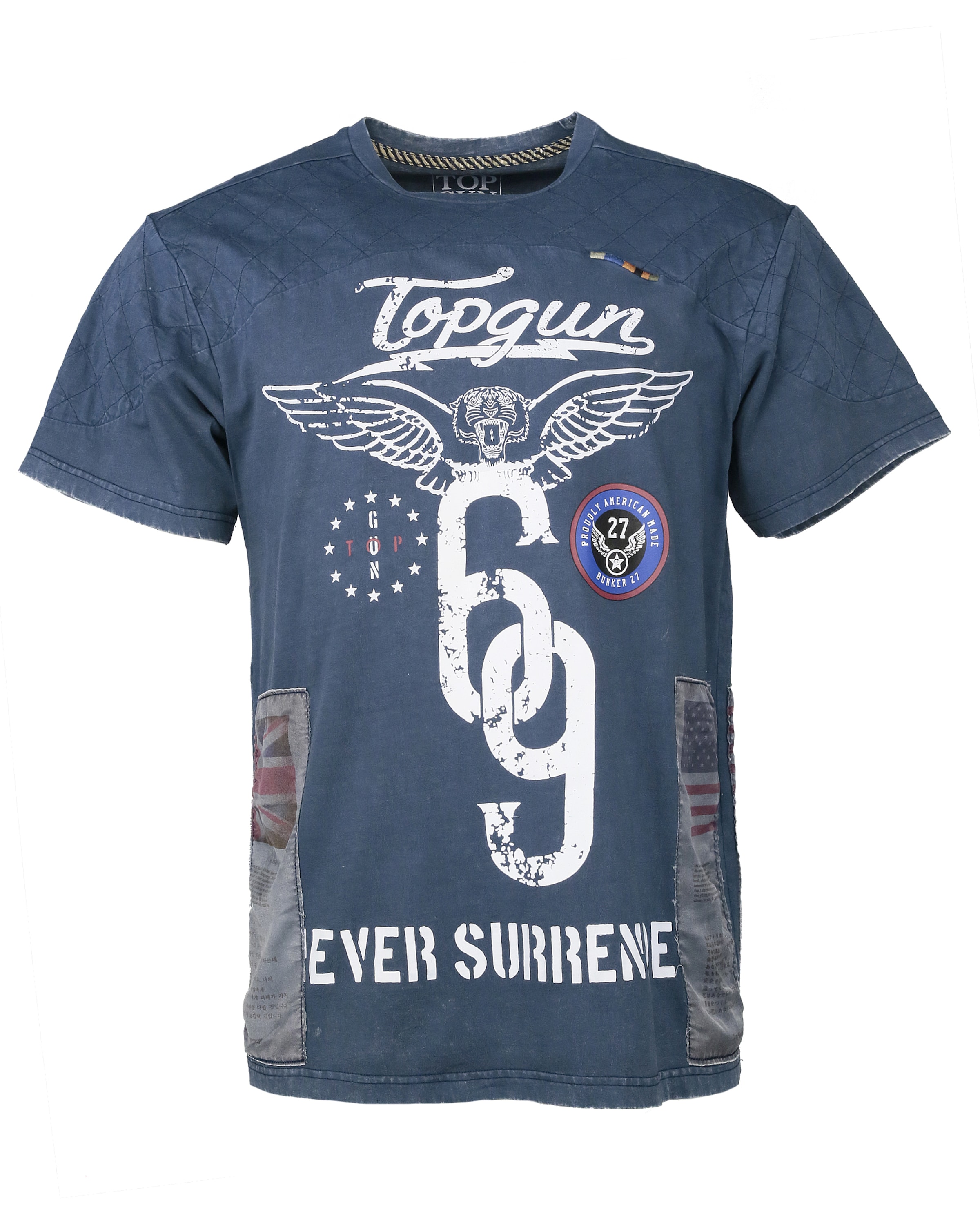 TOP GUN T-Shirt ' Flags ' in Blau: Vorderseite