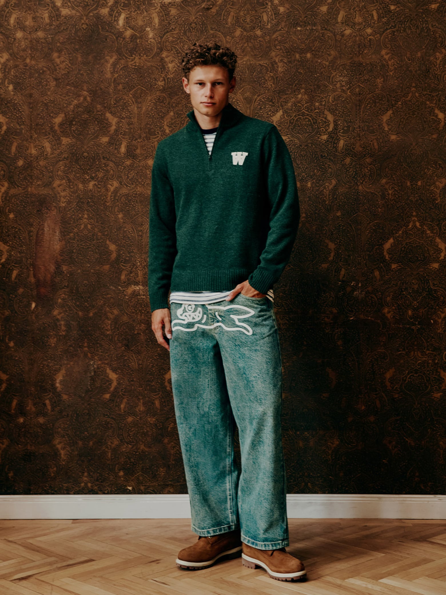 Dominik T - Green Zip-up Sweater Look