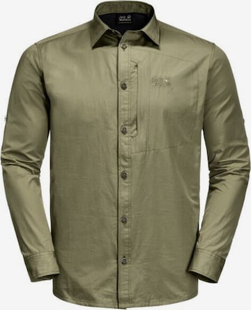 JACK WOLFSKIN Regular fit Athletic Button Up Shirt 'Lakeside' in Green: front