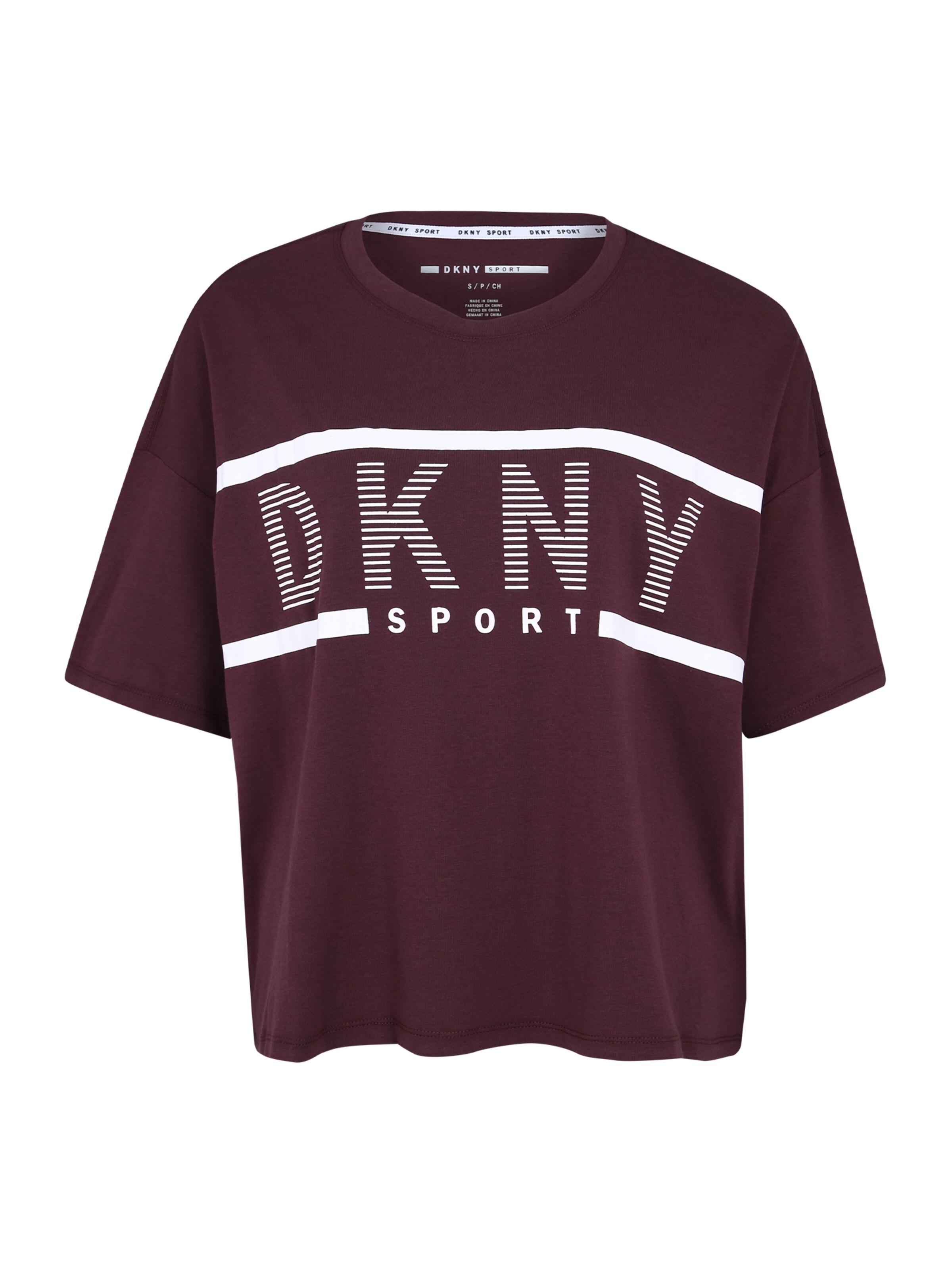 DKNY Sport - Sport-Shirt 'CROPPED LOGO TEE' in bordeaux