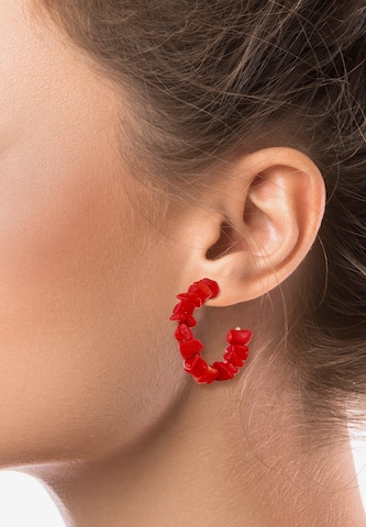 Boucles d'oreilles ' Creole' ELLI en rouge : devant