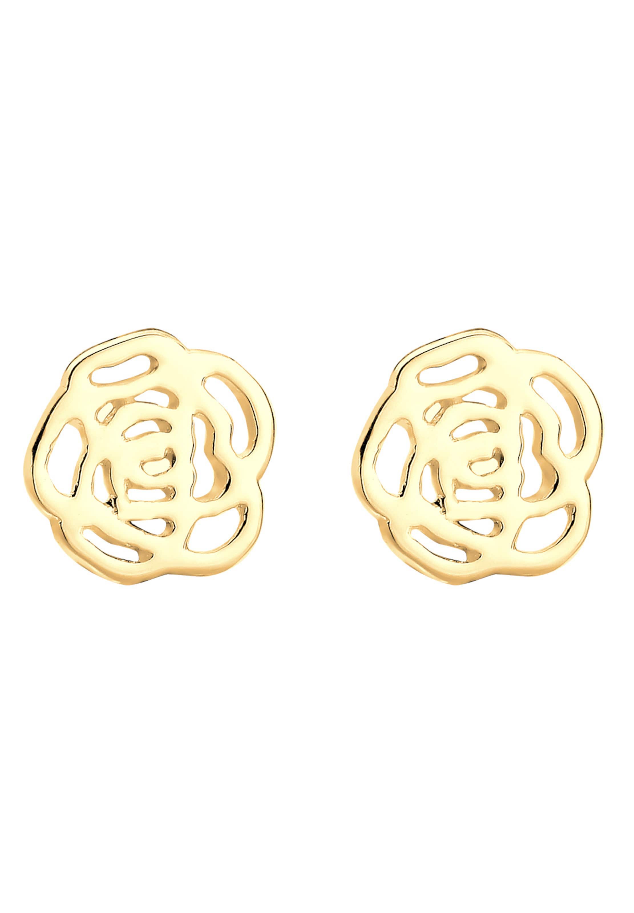 ELLI PREMIUM Ohrringe 'Rose' in Gold: Vorderseite