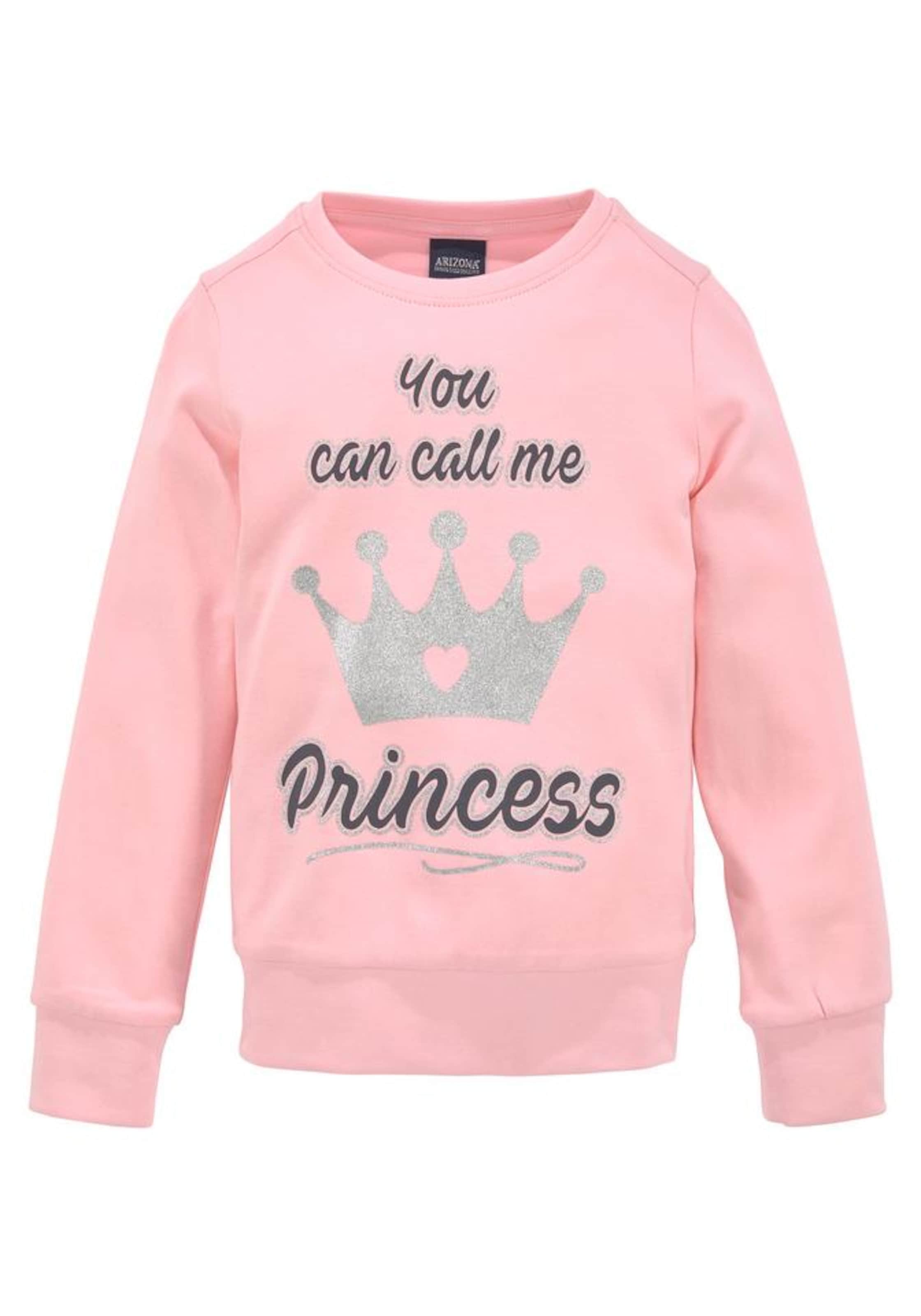 ARIZONA Langarmshirt 'PRINZESSIN' in Pink: Vorderseite