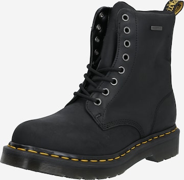 Ghete cu șireturi de la Dr. Martens pe negru: față