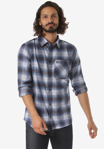 JACK WOLFSKIN Regular fit Athletic Button Up Shirt 'Light Valley' in Blue: front