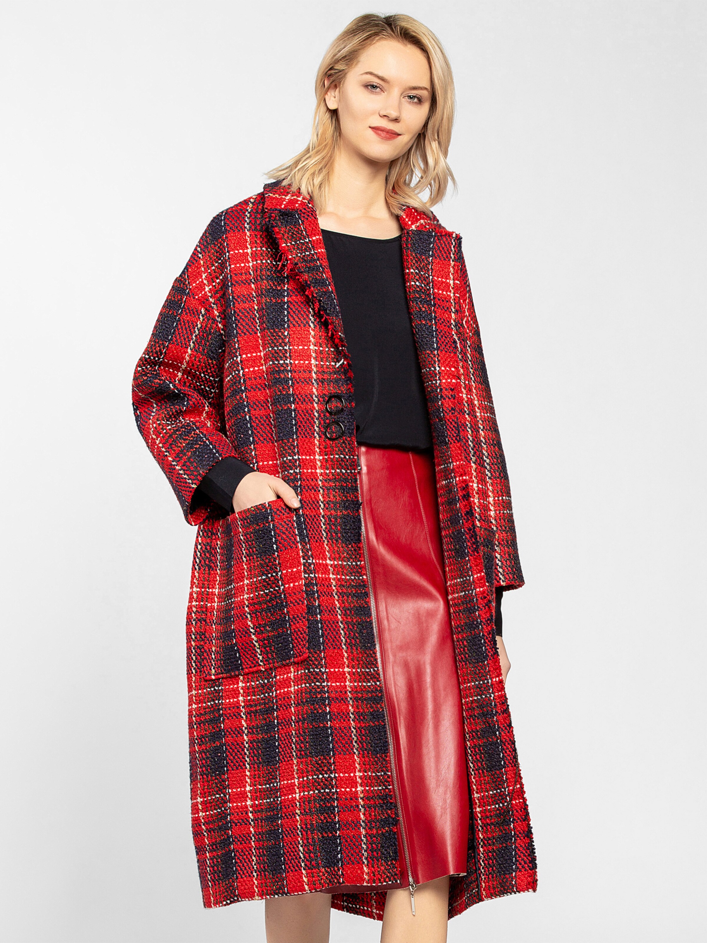 APART - Glencheck-Mantel oversized in creme