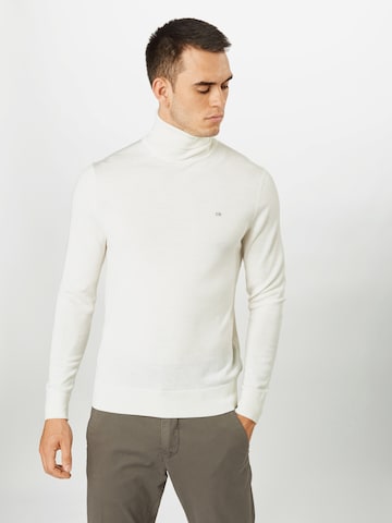 Calvin Klein Rovný strih Sveter - Biela: predná strana